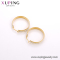 E-579 xuping moda simple 24K color oro joyas rhinestone señoras aro pendientes